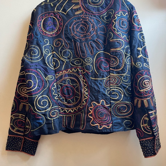 Chicos Embroidered Silk Jacket - Picture 8 of 9